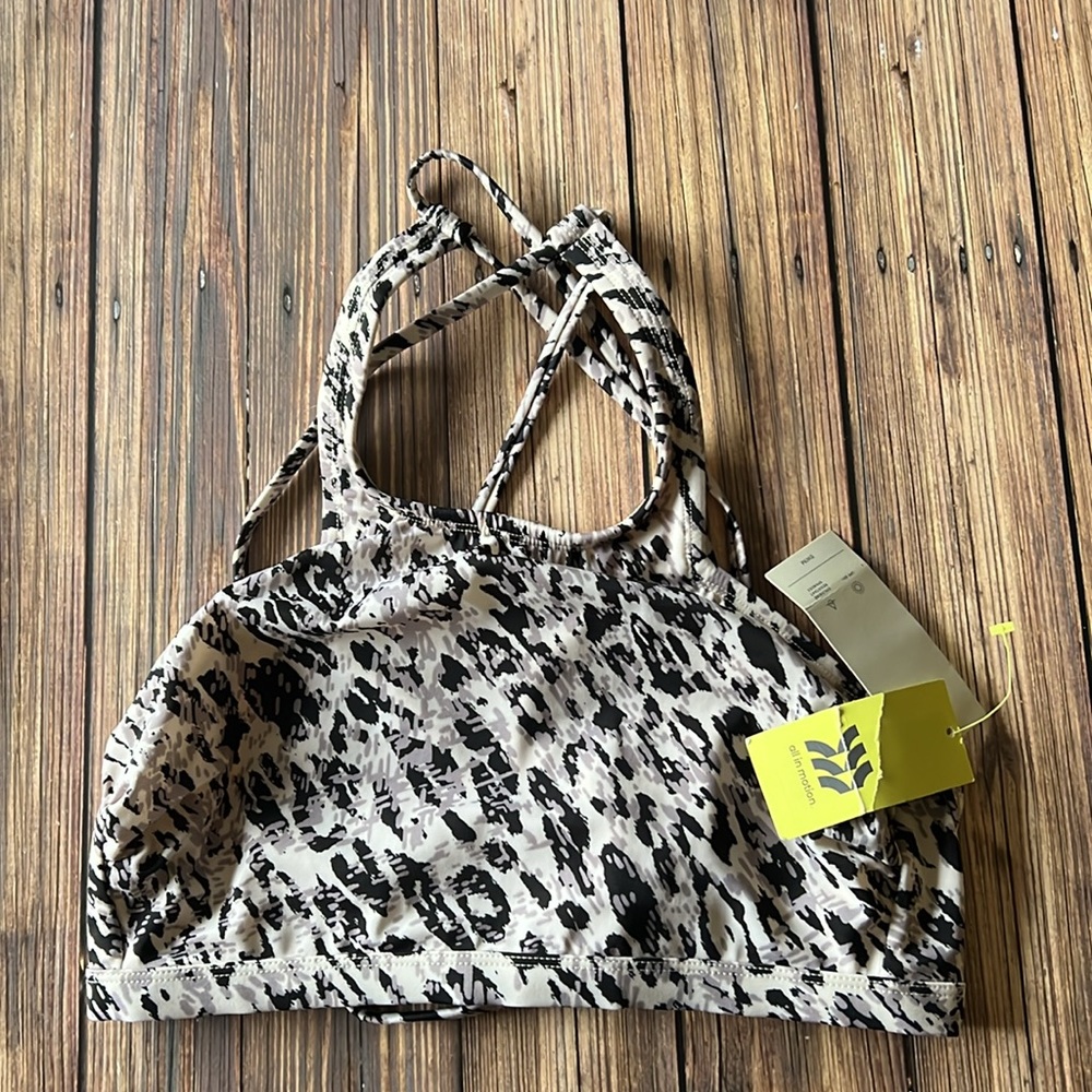 NWT All in Motion Animal Print High Neck Strap Back Swim Bikini Top S